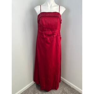 Alexia Designs Red Satin Beaded Y2k Style Prom Formal Evening Gown Dress 18